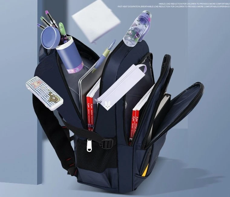 Sac à dos scolaire imperméable SSJ – Nylon résistant, bande réfléchissante, unisexe 20-36L
