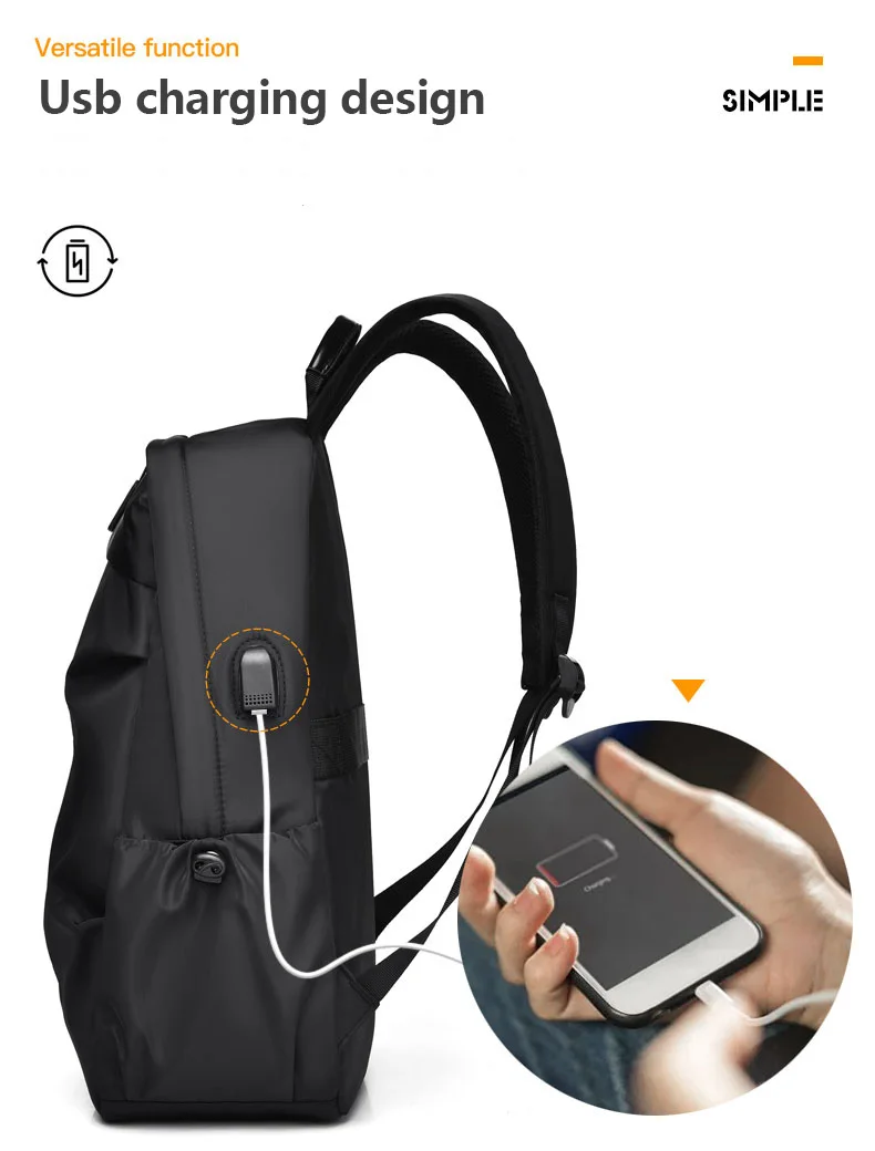 Sac à Dos Jianglida JLD2005 – Grande Capacité, Imperméable, Anti-vol avec Port USB