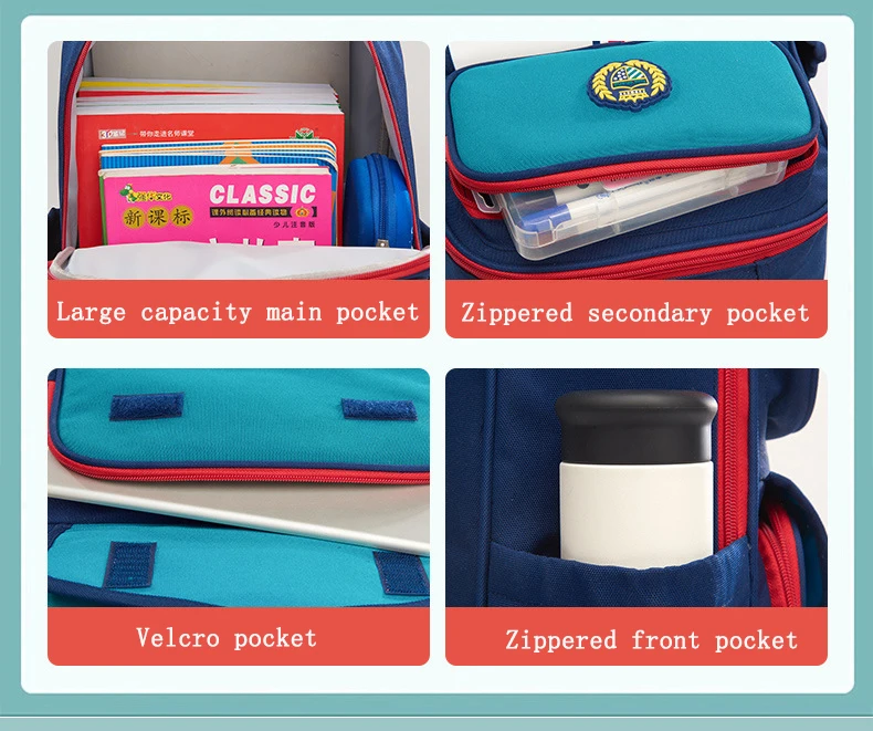 Sac à Dos Scolaire Imperméable MINGYANG – Tissu Oxford Solide, Unisexe 6-12 ans, 5 Coloris