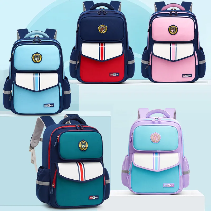 Sac à Dos Scolaire Imperméable MINGYANG – Tissu Oxford Solide, Unisexe 6-12 ans, 5 Coloris