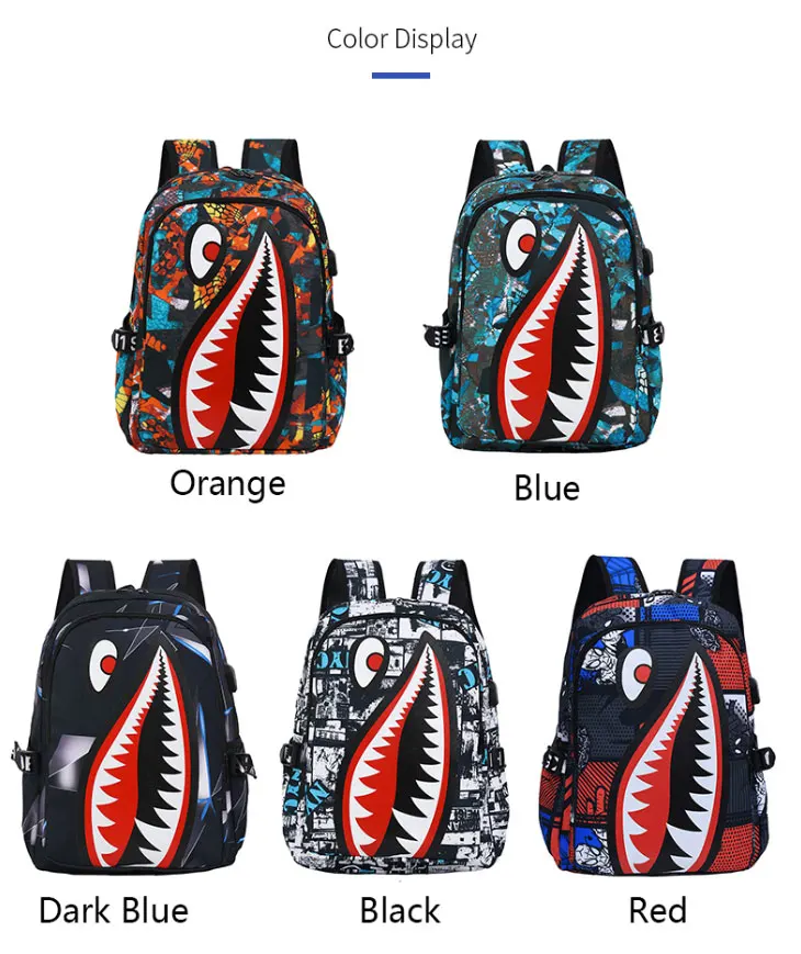 Sac à Dos Requin Tendance – Grande Capacité 20-37L, Imperméable & Anti-vol, Unisexe