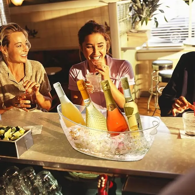 Lot 2 Seaux à Glace Transparents 5L avec Pinces – Idéal Bar, Fêtes & Cocktails