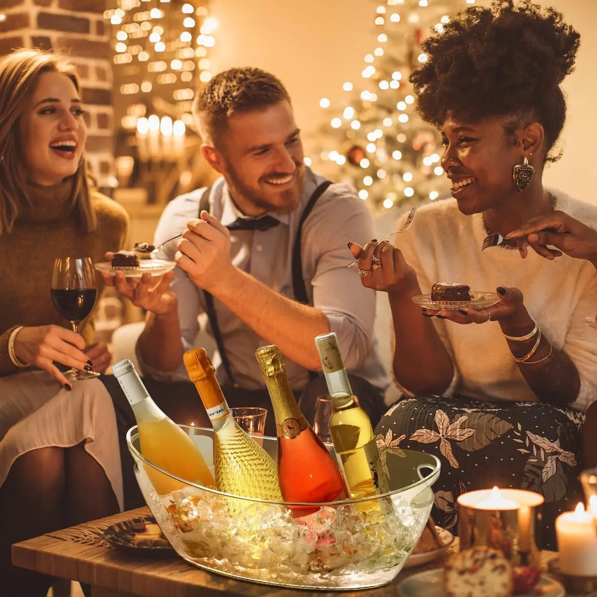 Lot 2 Seaux à Glace Transparents 5L avec Pinces – Idéal Bar, Fêtes & Cocktails