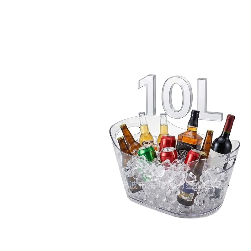 Seau à Glace Transparent PET 10L – Double Poignée, Idéal Camping, Fêtes & Événements