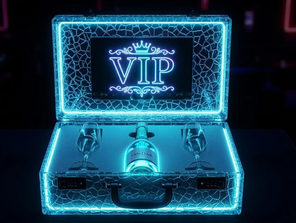 Glorificateur de Bouteille VIP Pliable avec LED RGB & Logo Personnalisé – Étui Luxe pour Soirée