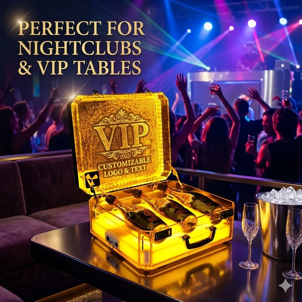 Glorificateur de Bouteille VIP Pliable avec LED RGB & Logo Personnalisé – Étui Luxe pour Soirée