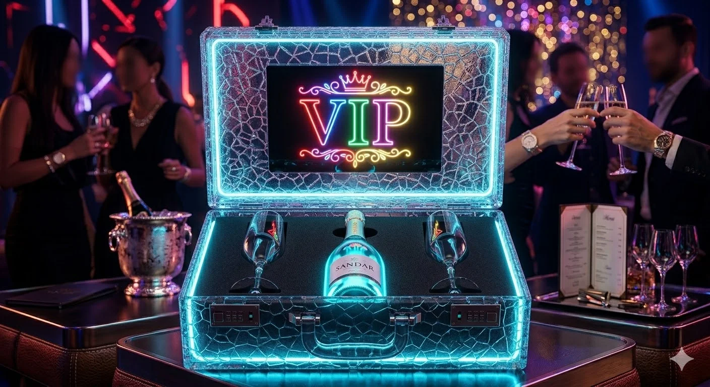 Glorificateur de Bouteille VIP Pliable avec LED RGB & Logo Personnalisé – Étui Luxe pour Soirée