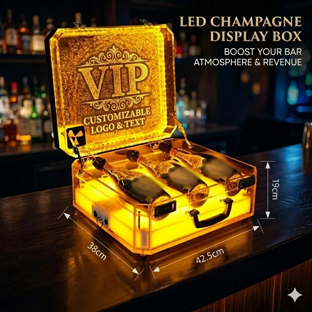 Glorificateur de Bouteille VIP Pliable avec LED RGB & Logo Personnalisé – Étui Luxe pour Soirée