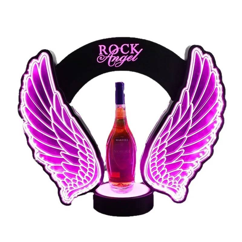 Présentoir à Champagne & Vin LED Acrylique – Design Moderne avec Ailes Décoratives