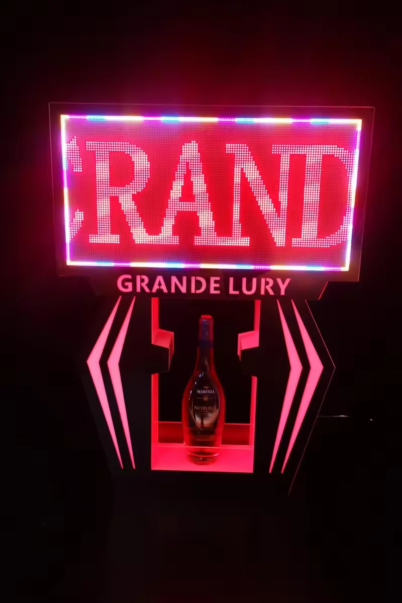 Présentoir à Bouteilles LED Rotatif & Pliable en Métal – Luxe VIP Bar & Club