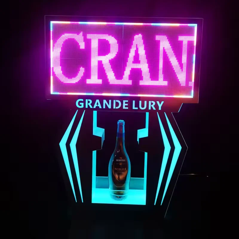 Présentoir à Bouteilles LED Rotatif & Pliable en Métal – Luxe VIP Bar & Club