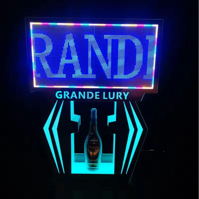 Présentoir à Bouteilles LED Rotatif & Pliable en Métal – Luxe VIP Bar & Club