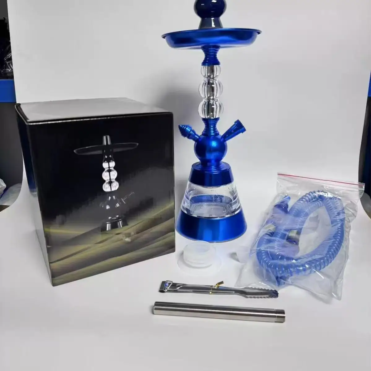 Chicha Mazaya Luxe – Kit Complet Portable en Verre, Acrylique & Aluminium avec Lumières LED