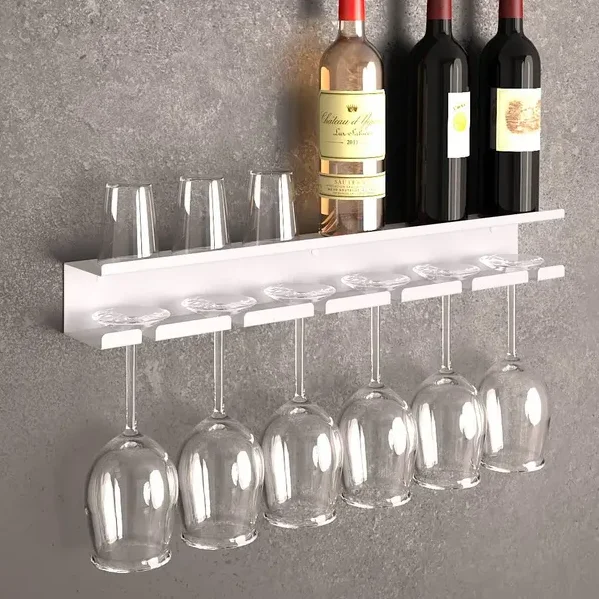 Porte-bouteilles mural en acier – Rangement à vin design moderne, étagère flottante industrielle