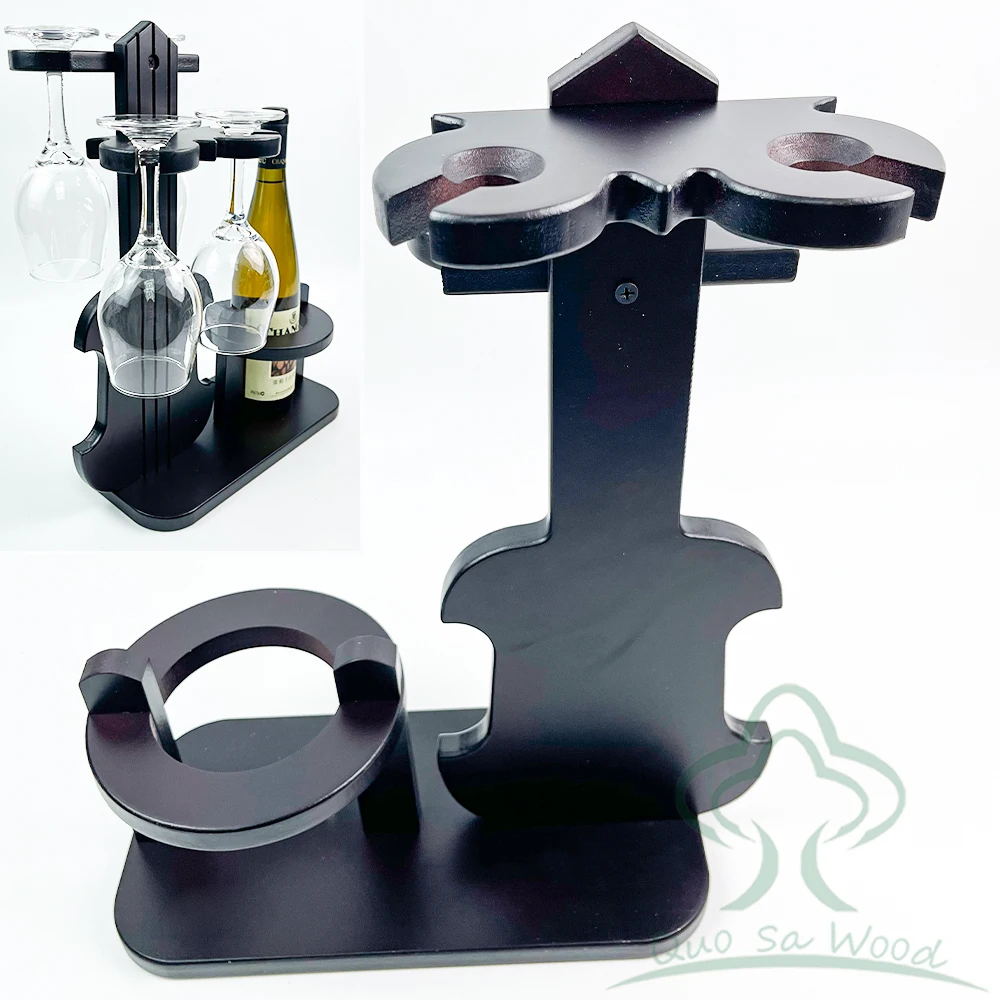 Casier à Vin en Bois Design Violon – Rangement Élégant pour Bouteilles et Verres