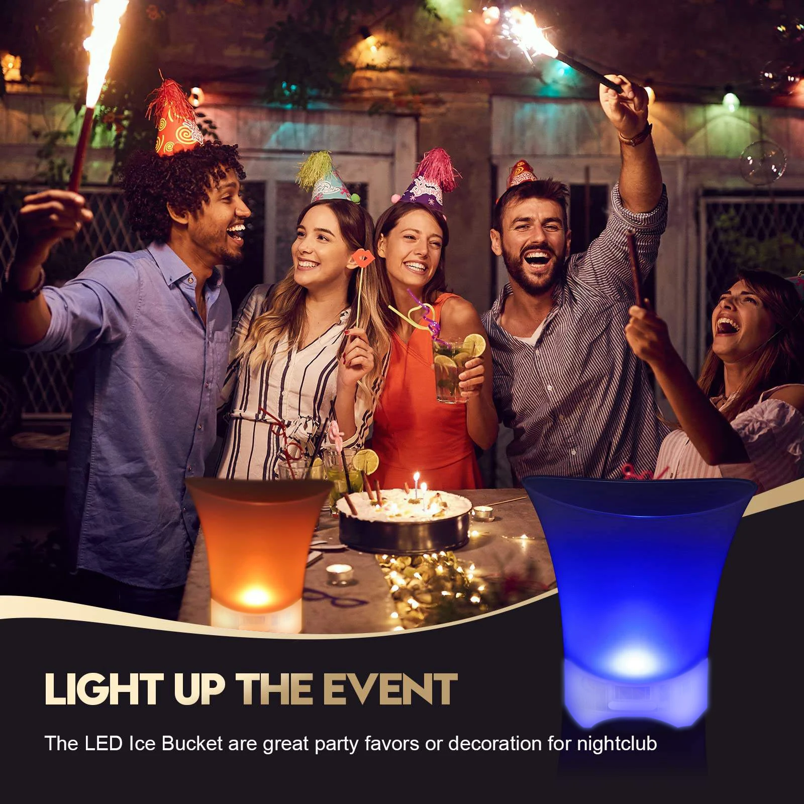 Seau à Glace LED 7L – 7 Couleurs Lumineuses | Champagne, Vin & Bière | Bar & Fête