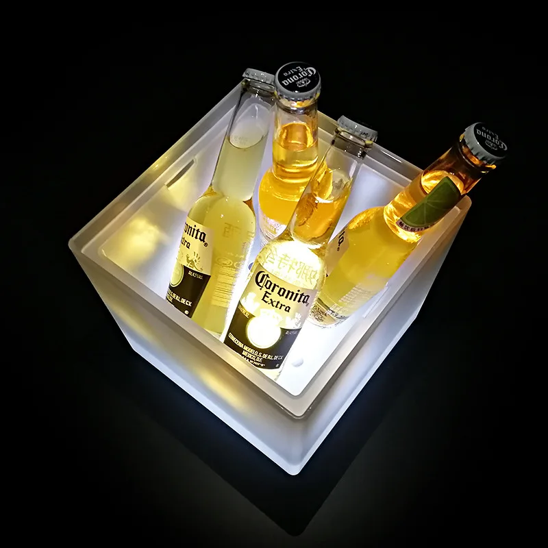 Seau à Glace LED Carré Double Paroi – 3,5L | Idéal Bar, Hôtel & Club | Personnalisable