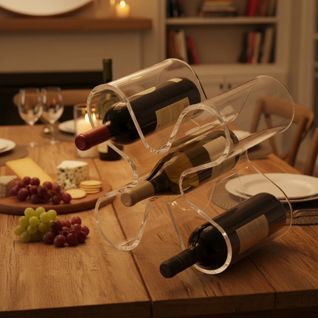 Présentoir à Vin en Acrylique Transparent – Portable & Élégant (Modèle ARWD-019)