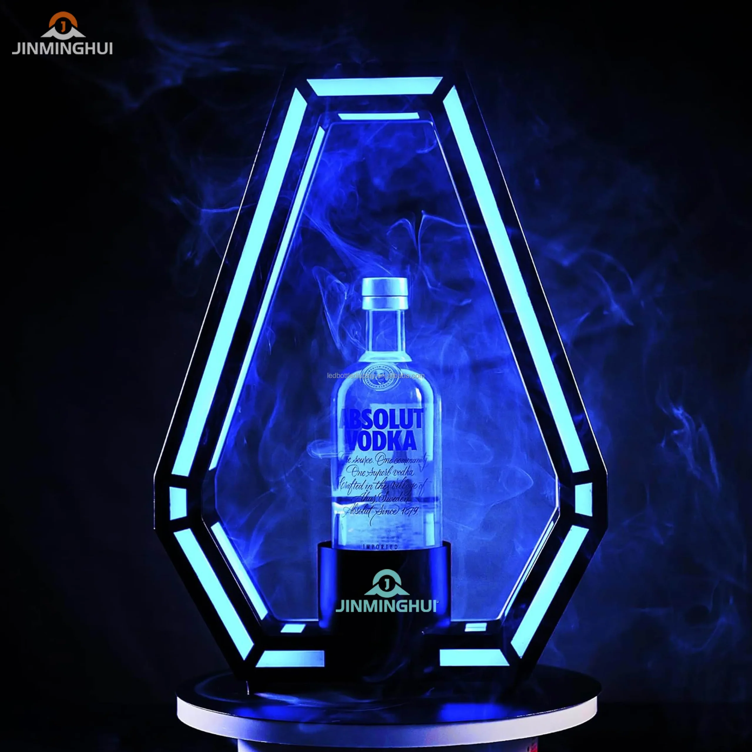 Présentoir LED Rechargeable pour Champagne & Whisky – Métal & Acrylique avec Logo Personnalisé