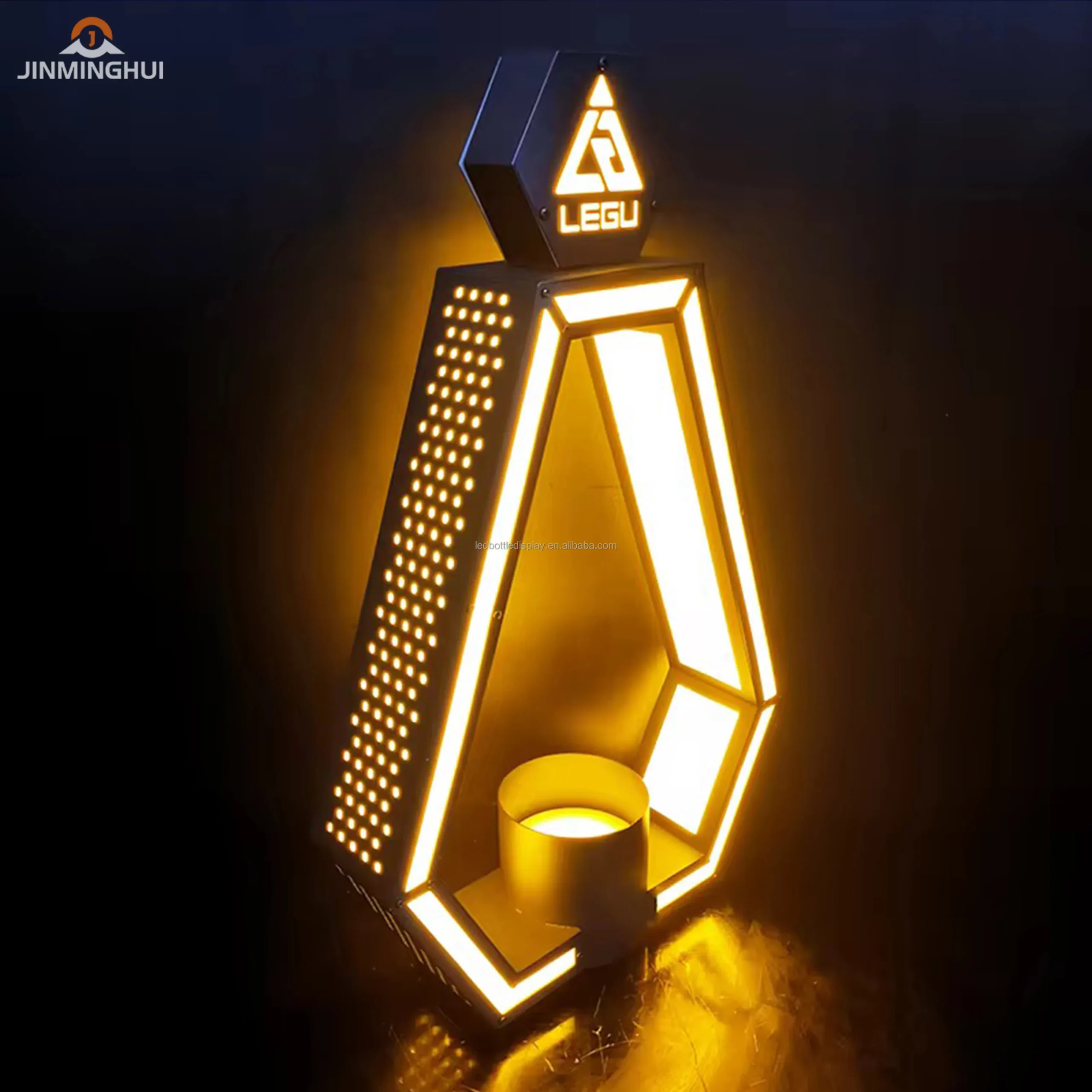 Présentoir LED Rechargeable pour Champagne & Whisky – Métal & Acrylique avec Logo Personnalisé