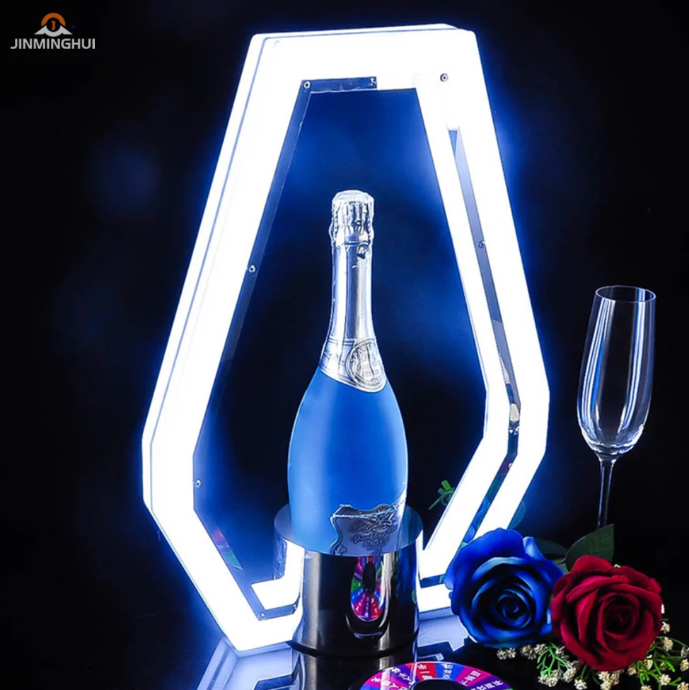 Présentoir LED Rechargeable pour Champagne & Whisky – Métal & Acrylique avec Logo Personnalisé