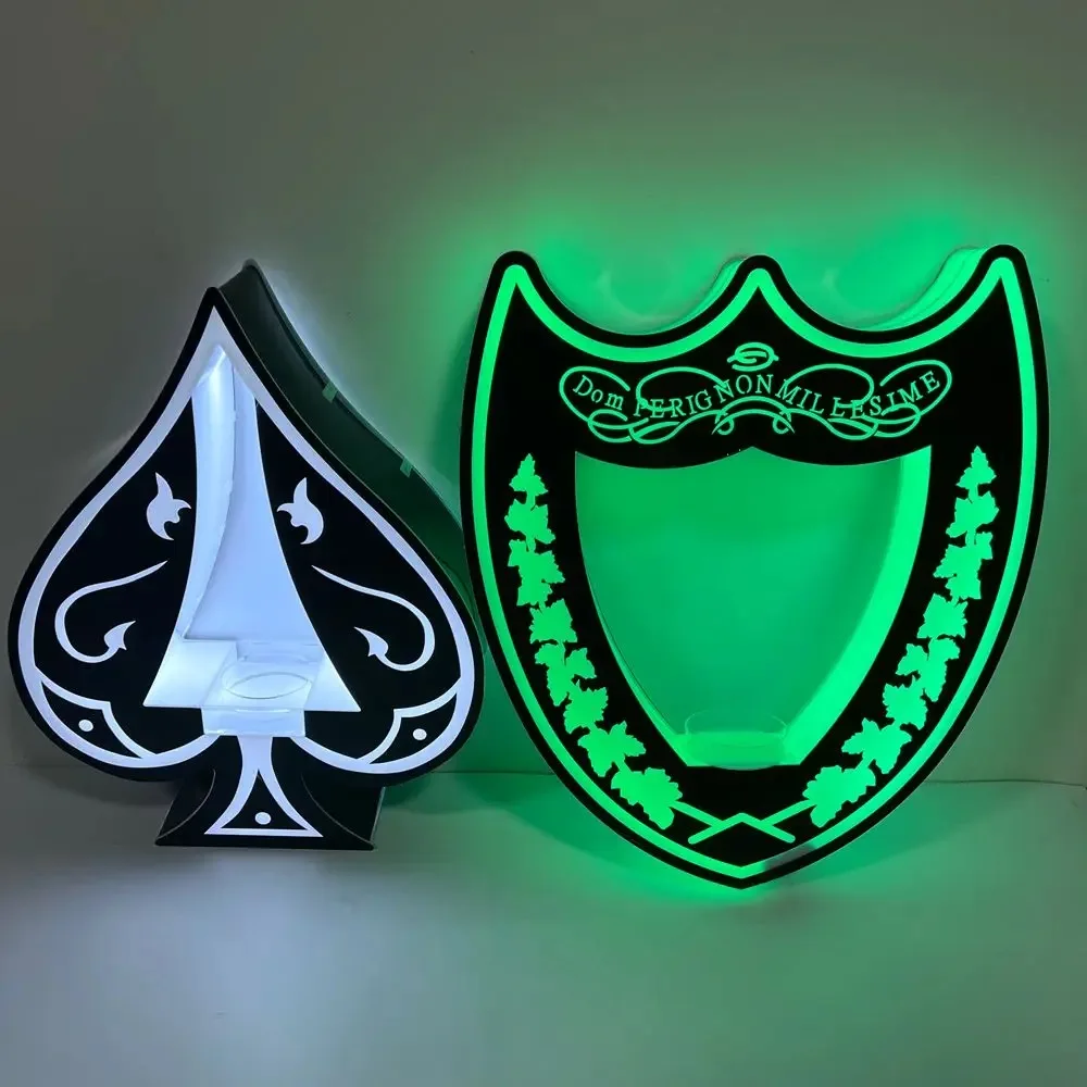 Présentoir VIP LED pour Bouteilles de Champagne – Acrylique & Métal Poli, Personnalisable