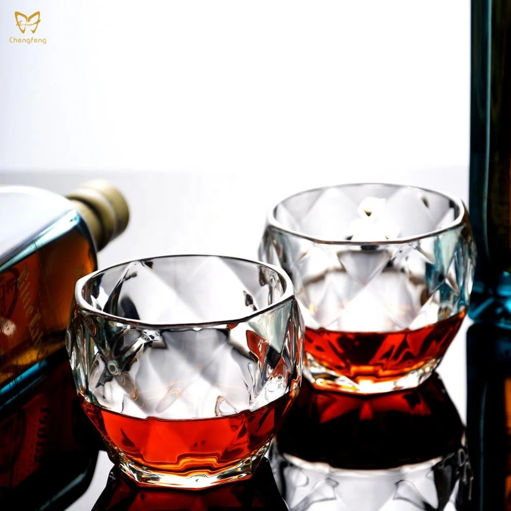 Verre à Whisky Taillé Diamant Style Américain – Cristal Sans Plomb 320ml