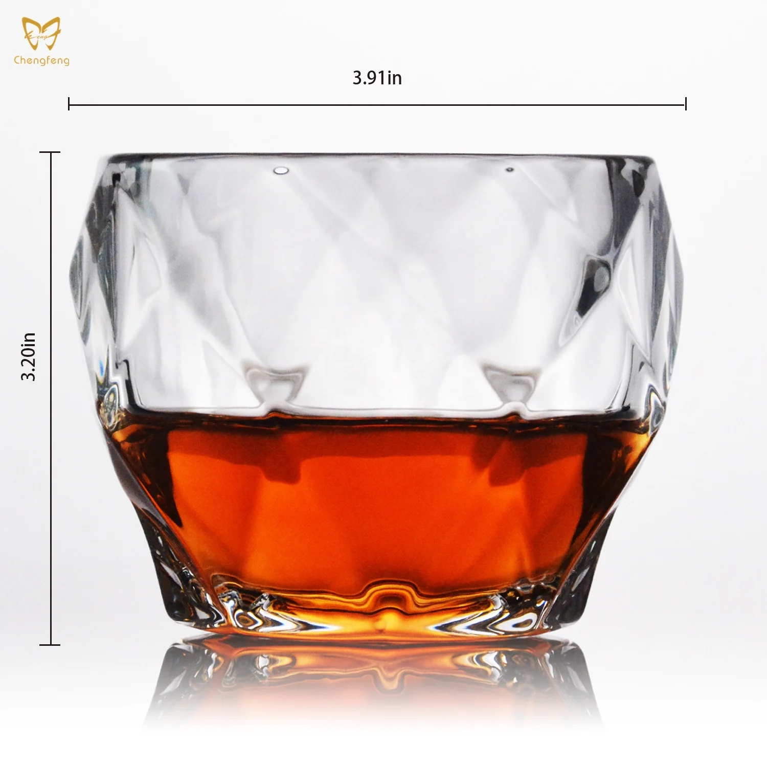 Verre à Whisky Taillé Diamant Style Américain – Cristal Sans Plomb 320ml