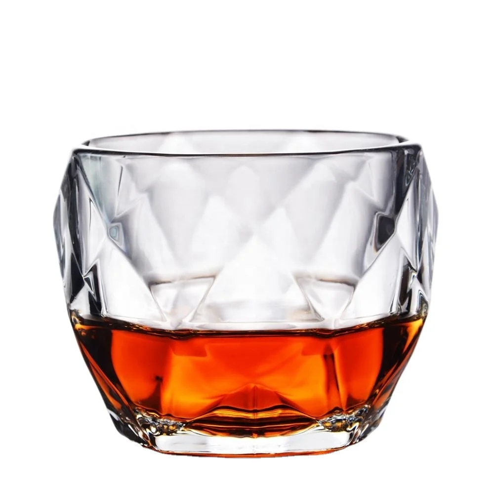 Verre à Whisky Taillé Diamant Style Américain – Cristal Sans Plomb 320ml