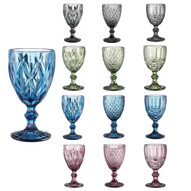 Verres à cocktail vintage colorés bord doré – Idéal mariages, bars & restaurants