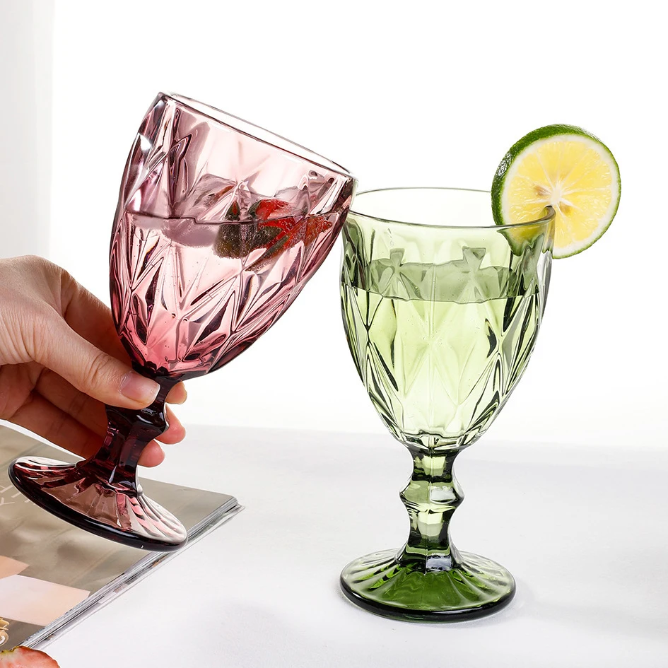Verres à cocktail vintage colorés bord doré – Idéal mariages, bars & restaurants