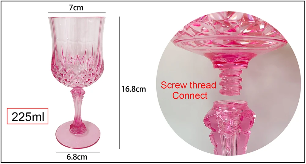 Gobelets à vin détachables réutilisables roses et transparents – Idéal mariages et réceptions