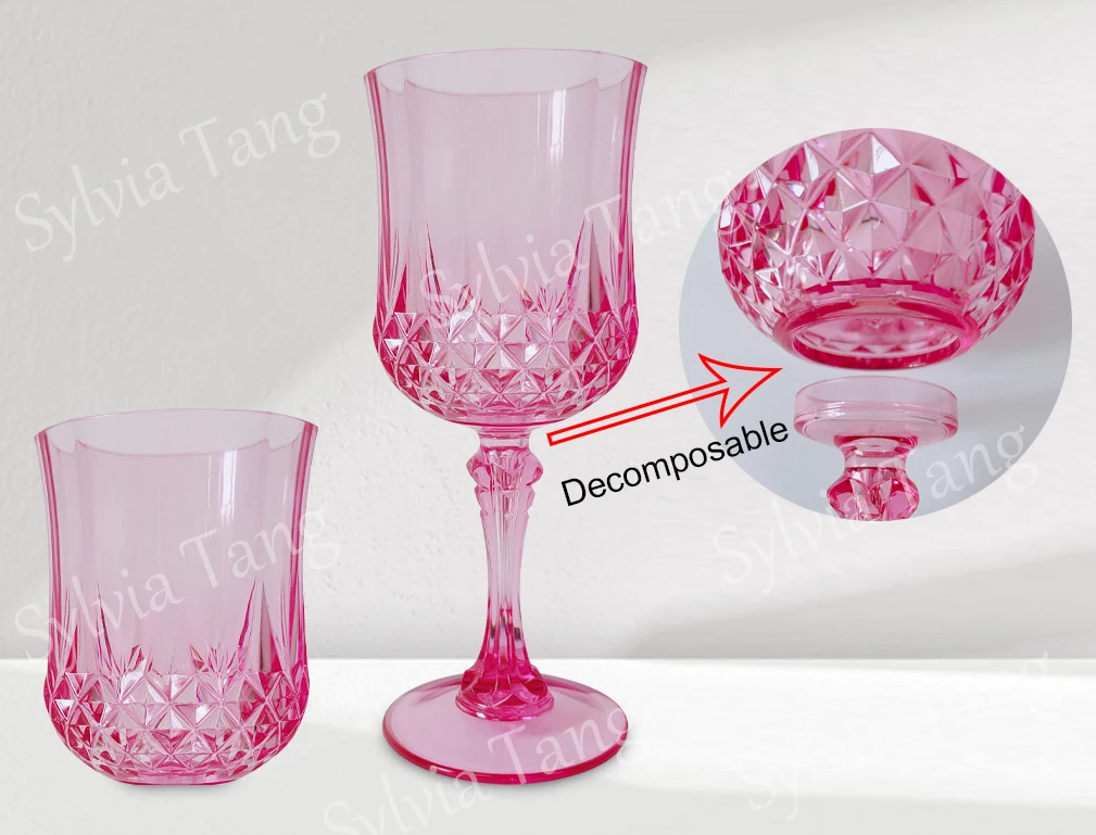 Gobelets à vin détachables réutilisables roses et transparents – Idéal mariages et réceptions