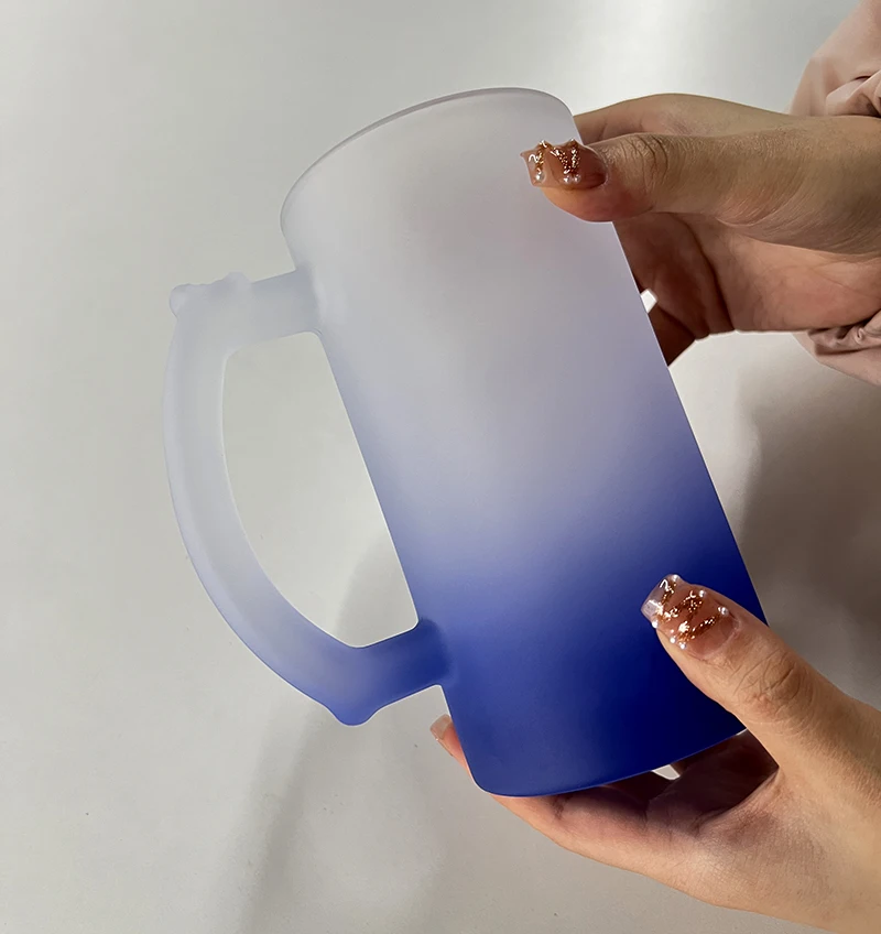 Verre à Bière Sublimation 16oz avec Poignée et Couvercle – Logo Personnalisable