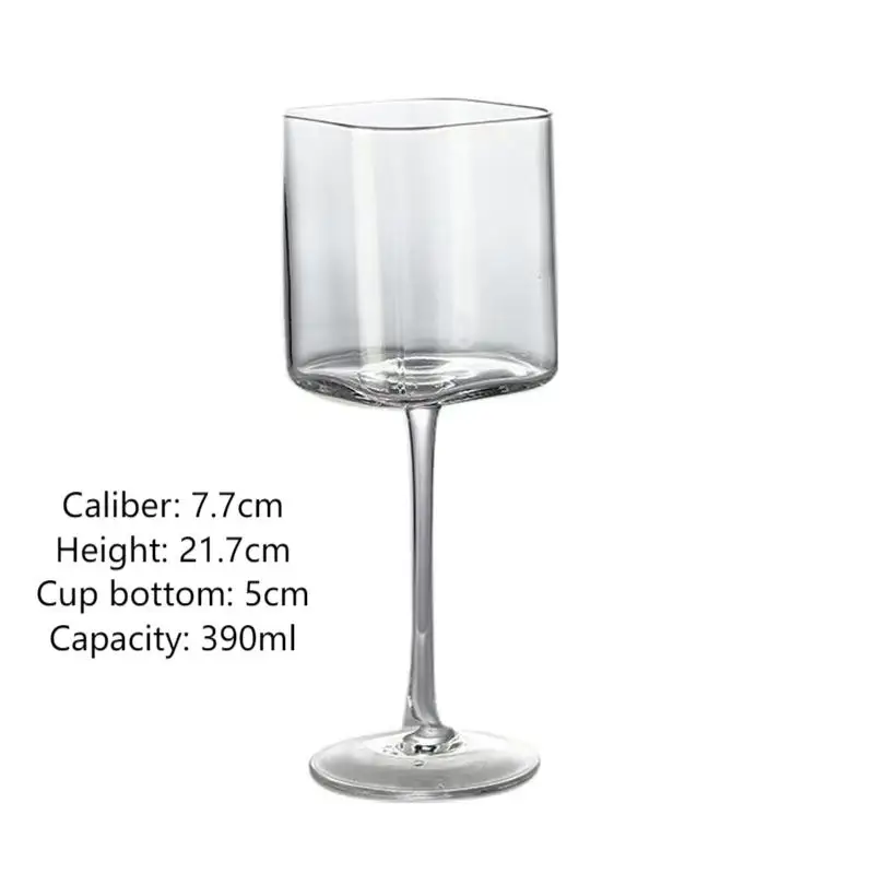 Verre à Vin Carré en Cristal Soufflé Main 390ml – Design Moderne & Élégant