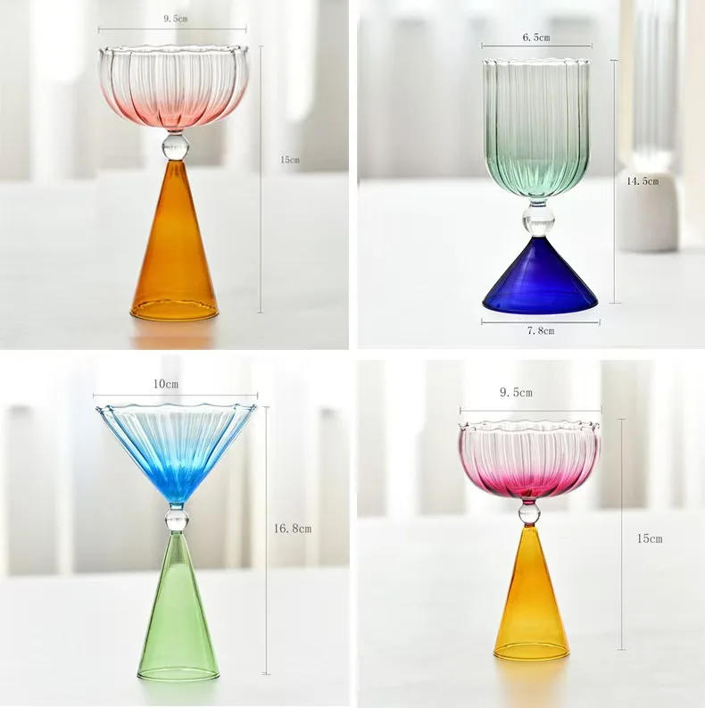 Verre à cocktail dégradé coloré – Élégant & Festif | Verre soufflé bouche haute qualité