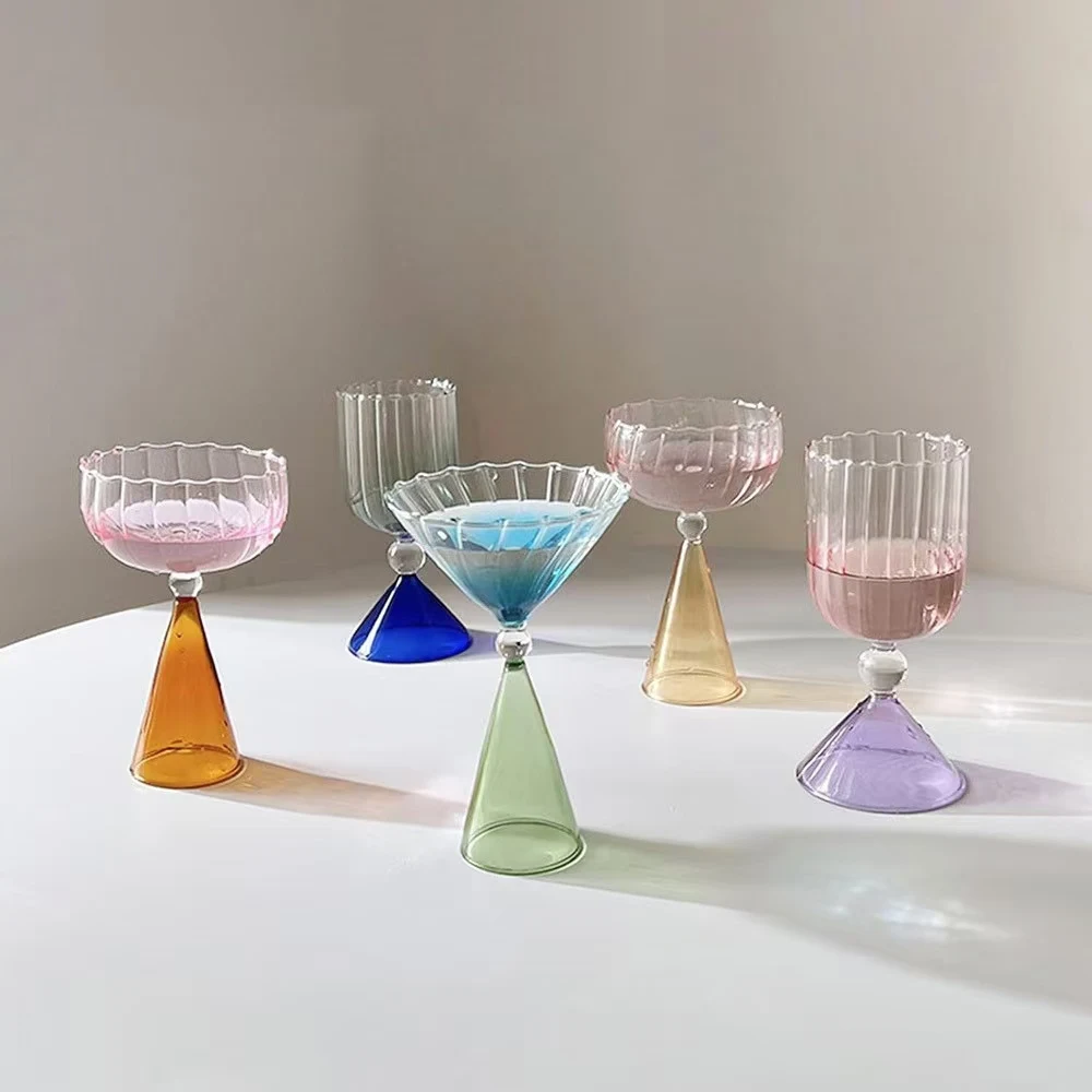 Verre à cocktail dégradé coloré – Élégant & Festif | Verre soufflé bouche haute qualité