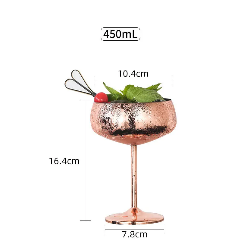 Gobelet Cocktail Inox 304 Style Martini 450ml | Or, Argent, Rose