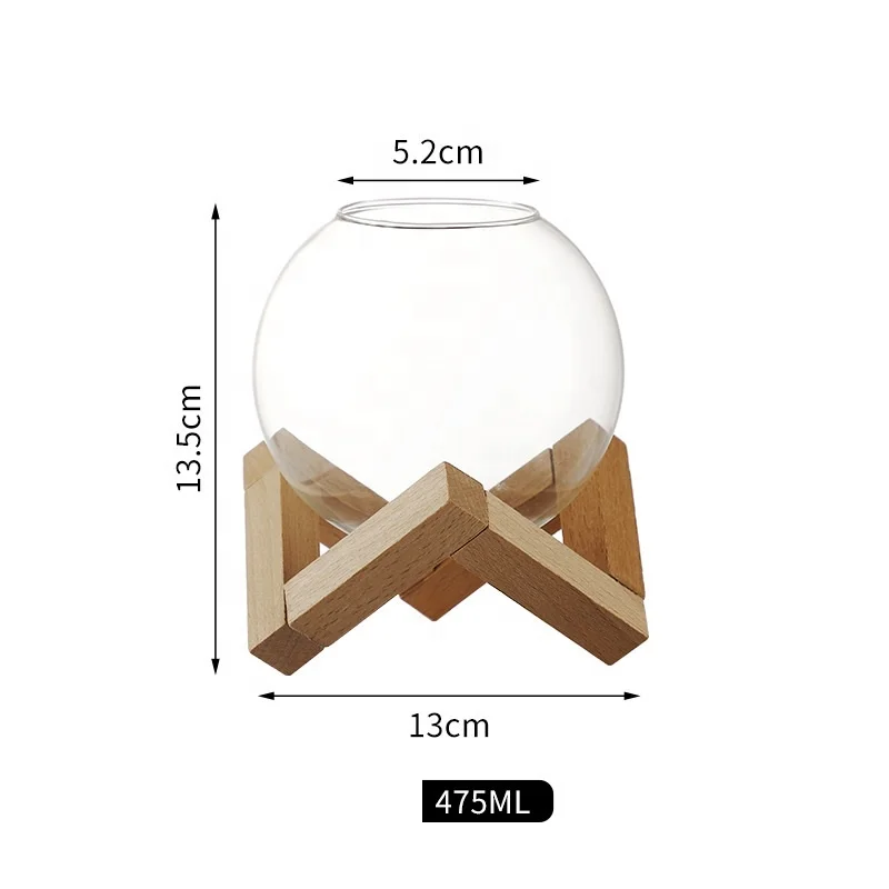 Verre à Cocktail Lune Soufflé Main 475ml avec Support Bois – Élégance Luxe