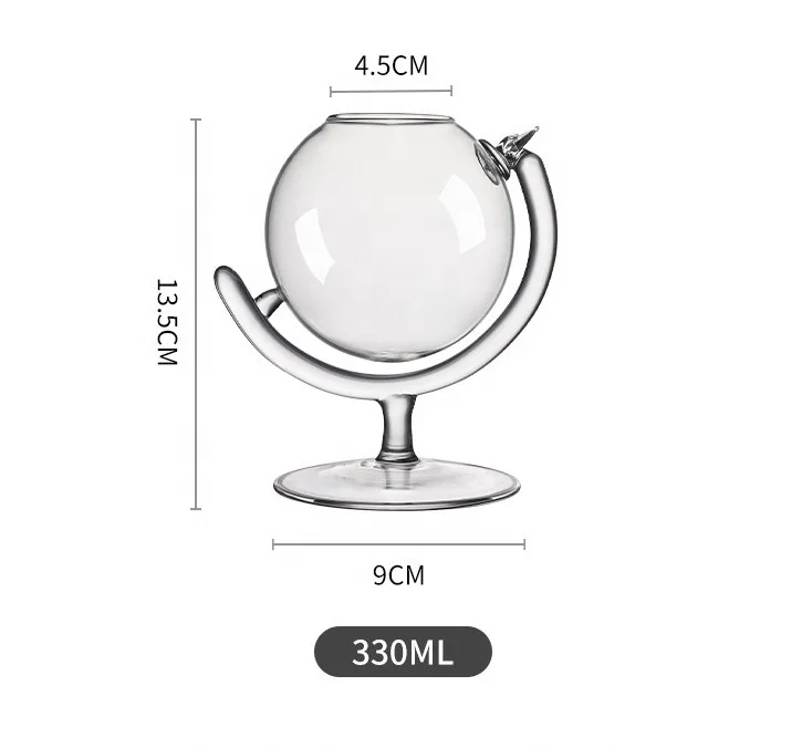 Verre Cocktail Globe 330ml – Borosilicate Soufflé Main, Design Créatif