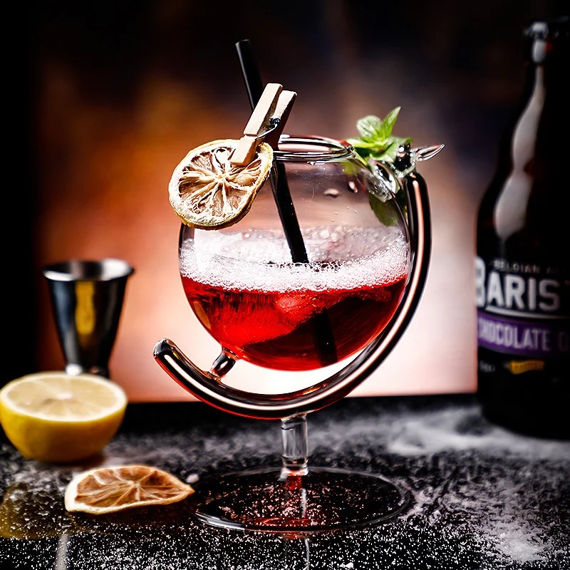 Verre Cocktail Globe 330ml – Borosilicate Soufflé Main, Design Créatif