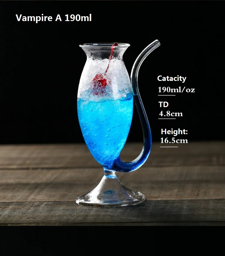 Verre Cocktail Vampire Borosilicate Soufflé à la Main 190ml/300ml/340ml – Design Créatif & Élégant
