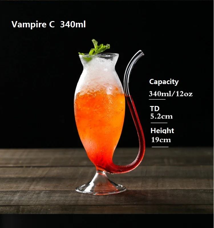 Verre Cocktail Vampire Borosilicate Soufflé à la Main 190ml/300ml/340ml – Design Créatif & Élégant