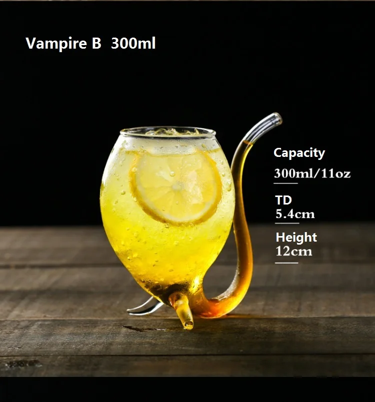 Verre Cocktail Vampire Borosilicate Soufflé à la Main 190ml/300ml/340ml – Design Créatif & Élégant