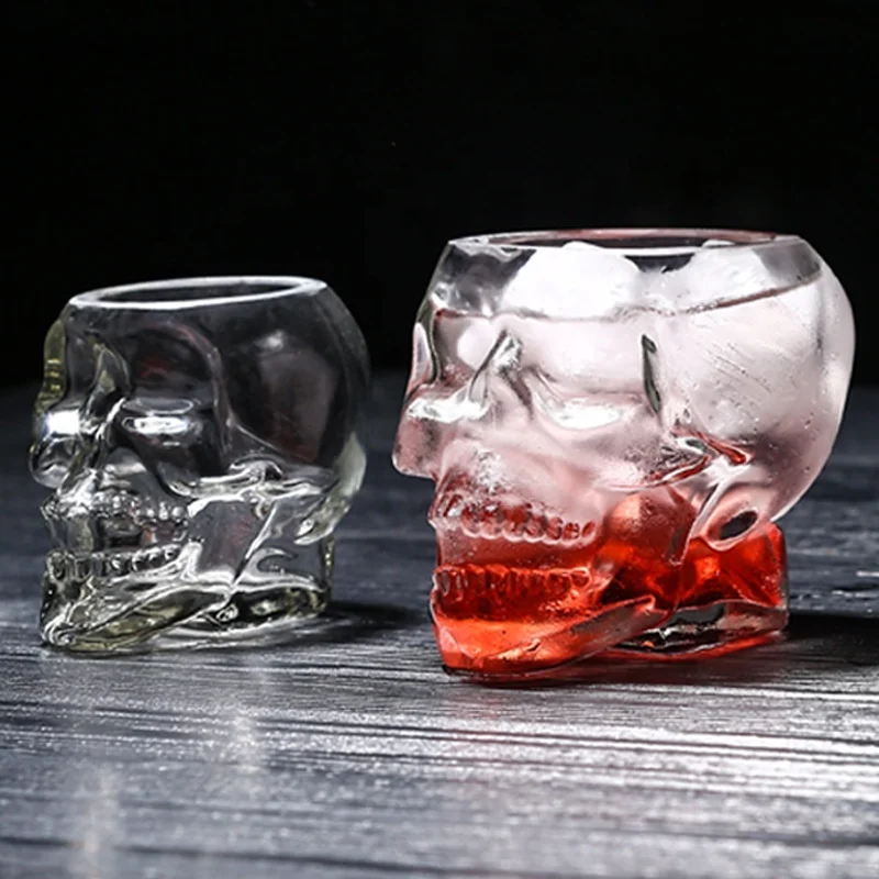 Verre à Cocktail en Forme de Crâne – Verre Borosilicaté Soufflé à la Bouche, 80ml/160ml/360ml