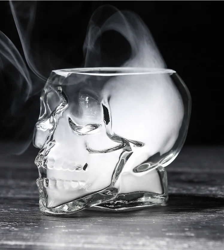 Verre à Cocktail en Forme de Crâne – Verre Borosilicaté Soufflé à la Bouche, 80ml/160ml/360ml