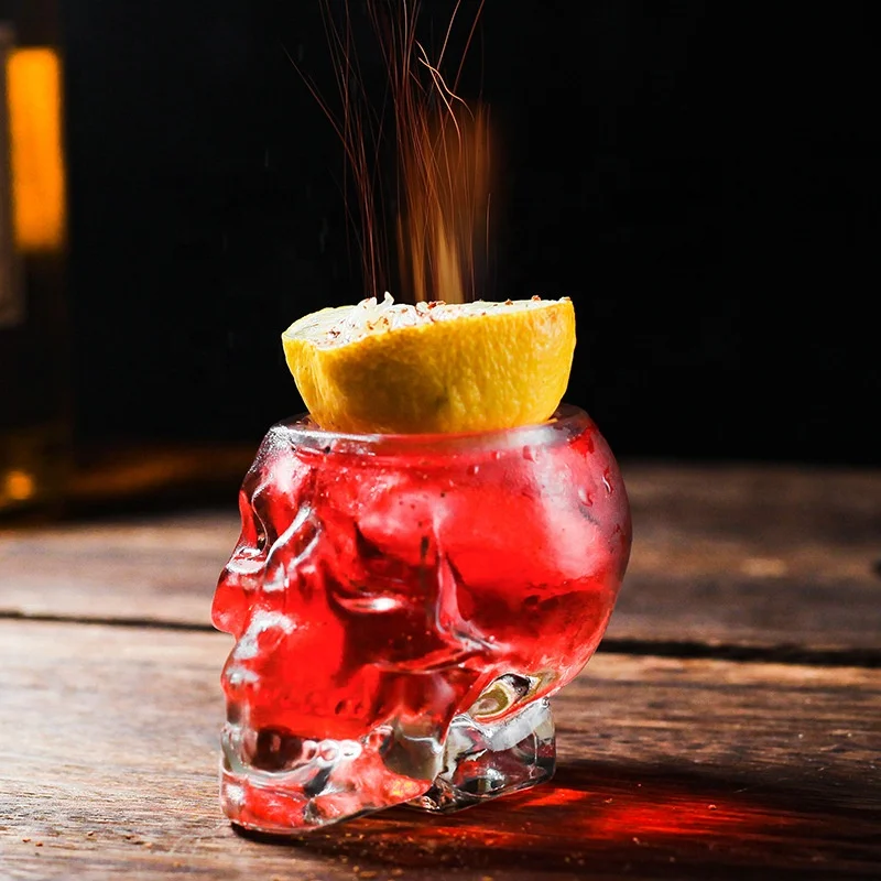 Verre à Cocktail en Forme de Crâne – Verre Borosilicaté Soufflé à la Bouche, 80ml/160ml/360ml