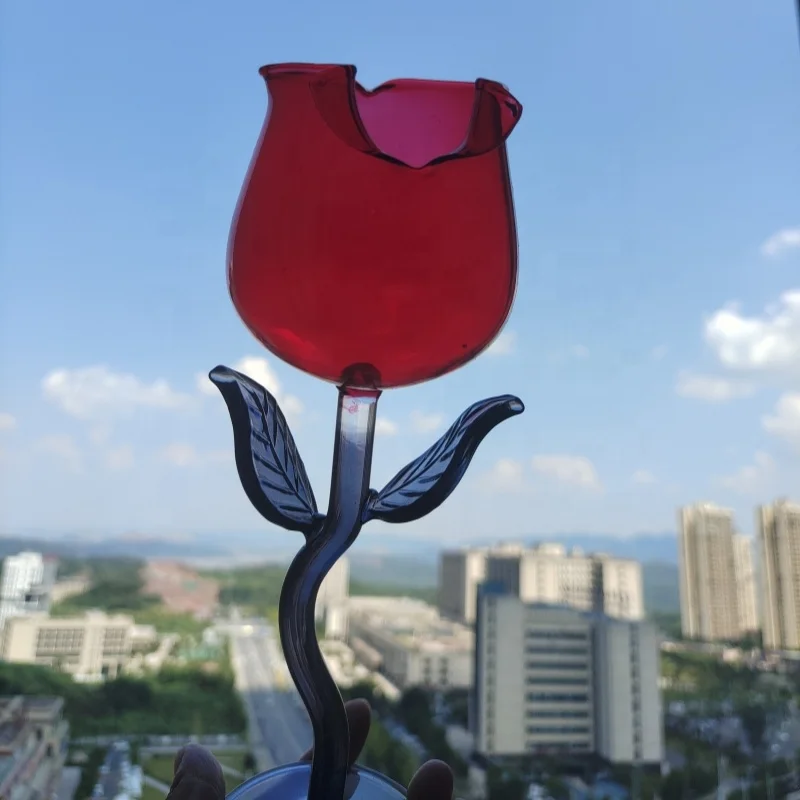 Verre à Vin en Forme de Rose Élégante – Design Floral Unique Rouge et Noir
