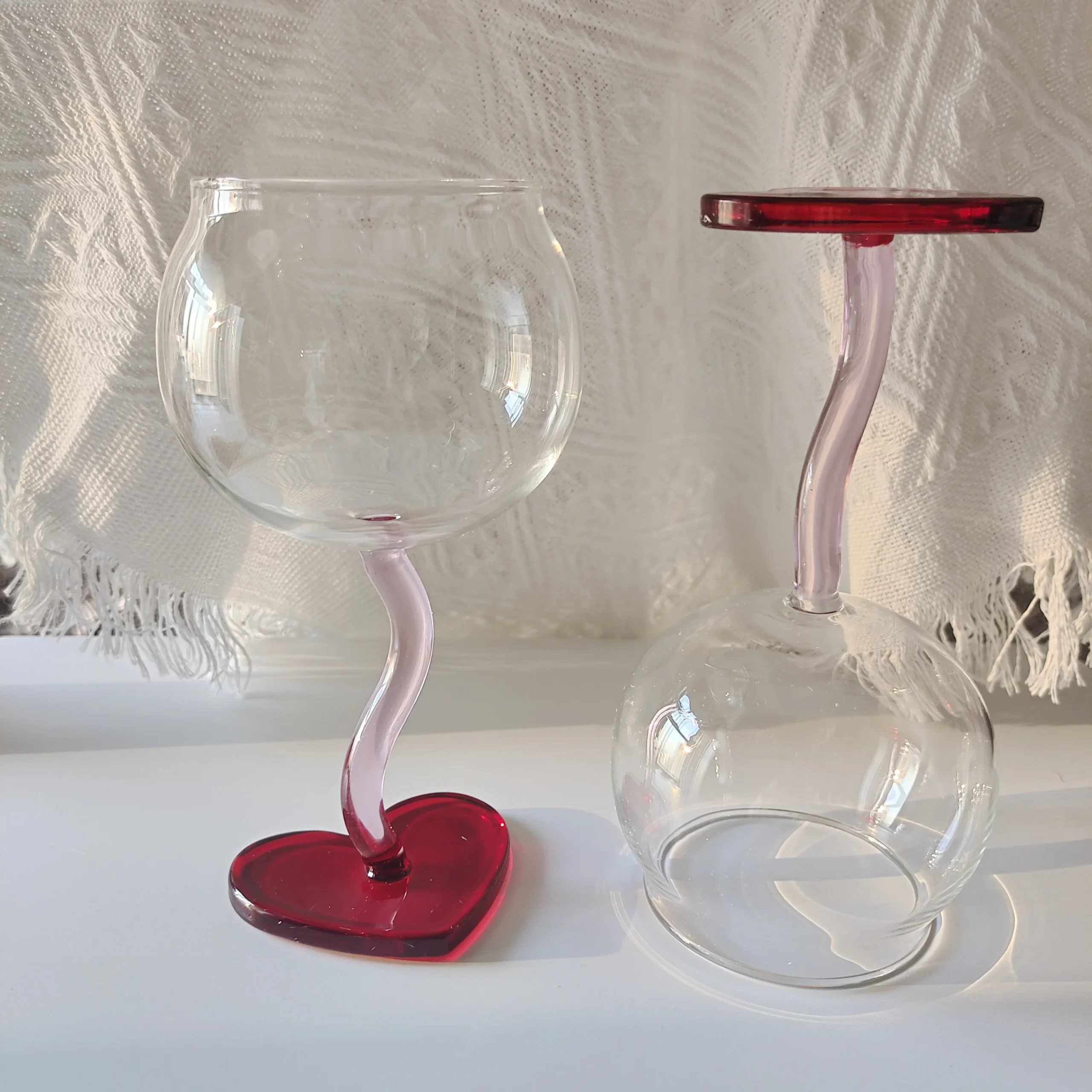 Verre à Cocktail en Forme de Cœur – Soufflé à la Main, Idéal Mariage & Décoration