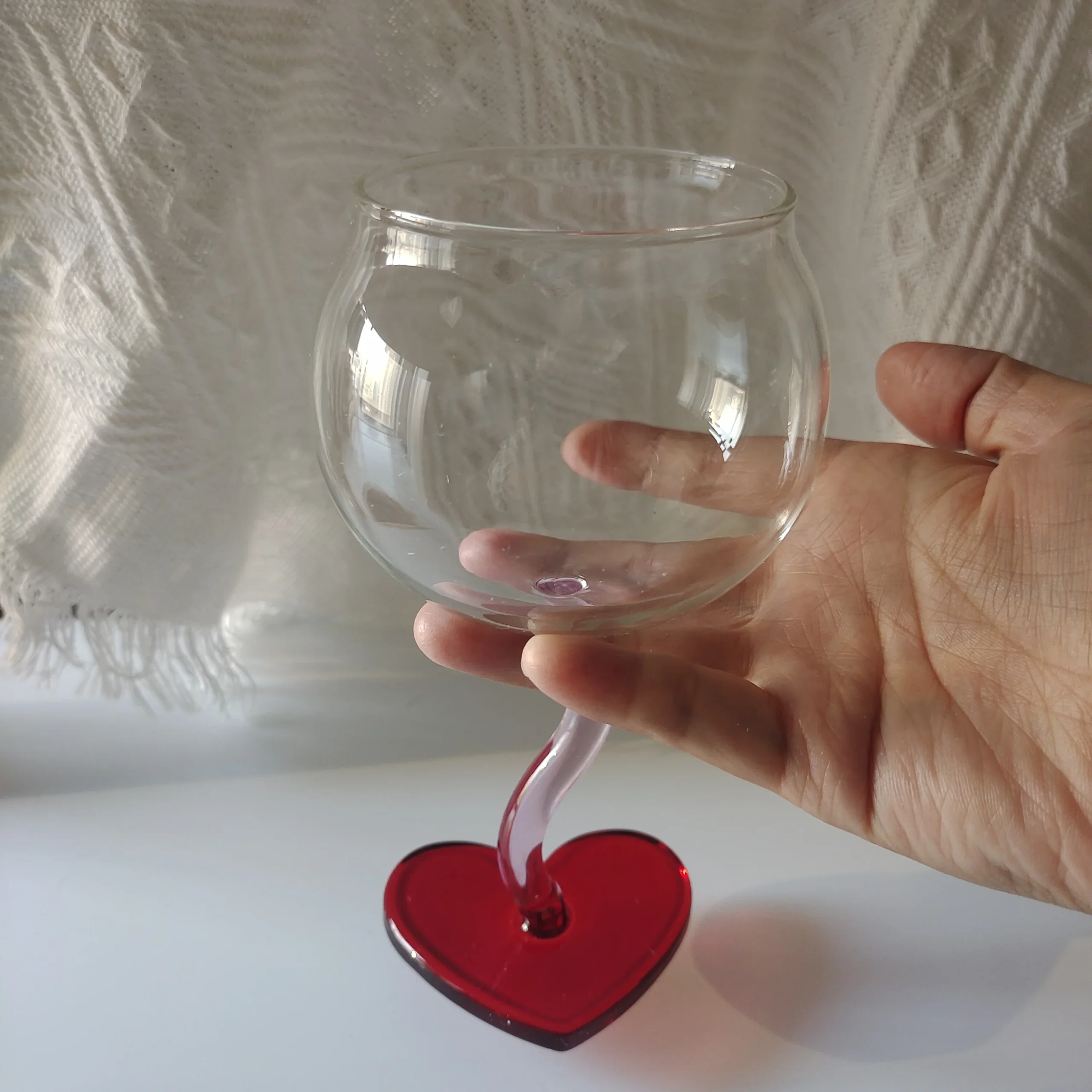 Verre à Cocktail en Forme de Cœur – Soufflé à la Main, Idéal Mariage & Décoration